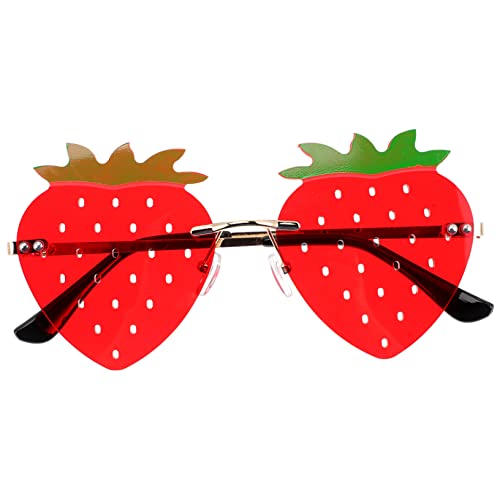 Homoyoyo Strawberry Shaped Sunglasses Frameless Glasses Cool Party Accessories for Boys and Girls Trendy Birthday Party Glasses