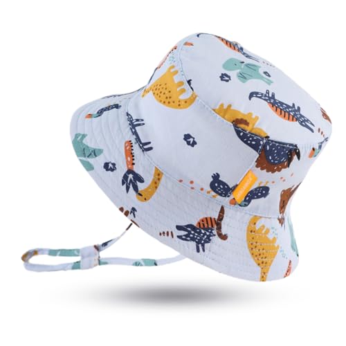 Image of JANGANNSA Cotton Baby Sun Hat Infant Toddler Boys Girls Bucket Hats Summer Sun Protection Kids Beach Caps