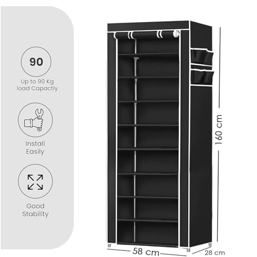 Image of VIPEK Foldable Wardrobe for Clothes, Cloth Organizer for Storage with 6 Shelves, Multipurpose Clothes Rack for Home & Bedroom (Firozi, 9 Layer)