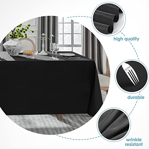 Vidafete 10 Pack 90*156Inch Rectangle Tablecloth Polyester Table Cloth，Stain Resistant And Wrinkle Polyester Dining Table Cover For Kitchen Dinning Party Wedding Rectangular Tabletop Decoration(Black) #TOP2