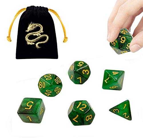 Dados De Rol Dados D&D, 7 Piezas Colores Dobles Dados de Juego poliédricos para DND RPG dragones y mazmorras juego de mesa Pathfinder, Con bolsa exquisita personalizada