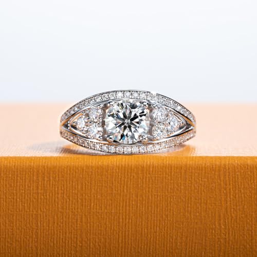 Moissanite Engagement Ring 1.2-2.8CTTW D Color VVS1 Clarity 925 Sterling Silver Vintage Bezel Halo Promise Wedding Anniversary Rings for Women with Certificate2
