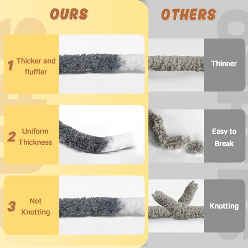 Image of Inhand Chunky Chenille Yarn for Hand Knitting, Thick Bulky Blanket Yarn for Crocheting, Soft Fluffy Yarn for Crochet Gifts & Crafts for Women /Beginners,8 Pack (29.5 yds /8.4 oz Each), Black & Gray