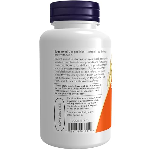 Image of NOW Foods Supplements, Black Cumin Seed Oil, 1,000 mg, Cardiovascular Support*, Softgels, 60 Count (Pack of 12)