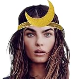 GORTIN Moon Headband Crescent Moon Headpiece Gold Sequins Head Chain Bohemia Hair Bands Forehead Chain Gothic Featival Prom Holloween Costume Hair Jewelry for Women and Girls