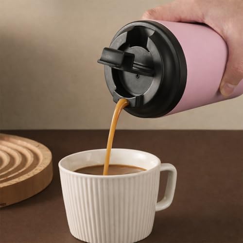 Image of Stvin 380ml Insulated Coffee Mug Travel, Stainless Steel Tumbler with Leak-Proof Lid, Reusable Thermal Cup for Hot & Cold Drinks, Car, Office, Camping & More (3rd Brown)