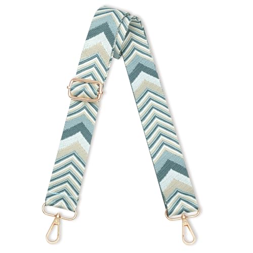 Image of Conworld Purse Strap Replacement Crossbody for Handbag, 1.5 inch Golden Buckle Wide Canvas Shoulder Strap for Women, Adjustable Bag Straps Replacement(Blue & White Arrow)