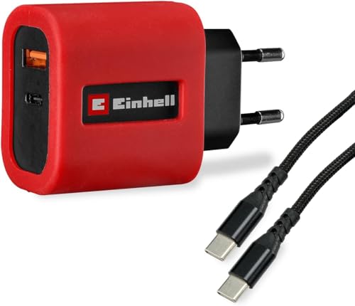 Original Einhell Chargeur USB Rapide (65 W, Adaptateur USB-C + USB-A, câble USB-C Inclus, Bloc d’Alimentation pour Divers appareils, Accessoires pour...