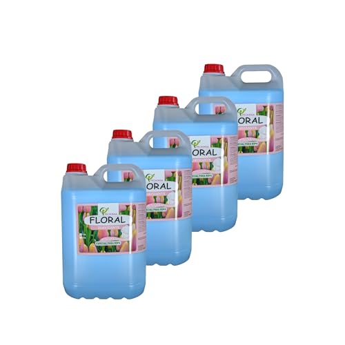 Suavizante de Ropa Líquido Floral 5L – Pack 4 Garrafas | Suavizante Concentrado Perfumado Multiusos para Hogar, Lavanderías, Hoteles y Hostelería – Fragancia Duradera con Formato Ahorro.