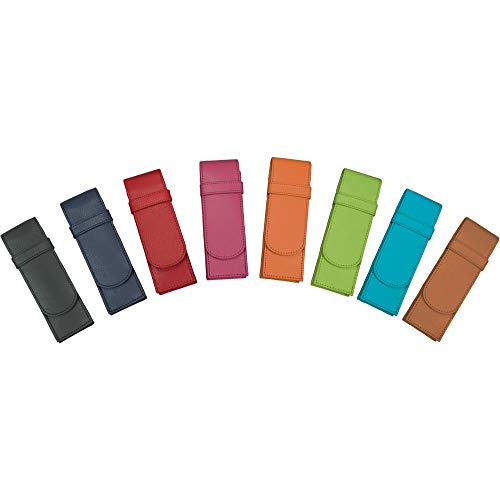 Alassio 2675 - Schreibgeräteetui Set mit 8 Stück, Etuis aus echtem Leder, farblich sortiert, Stifteetuis ca. 14 x 4,5 x 2 cm, Lederetuis für je 2 Stifte