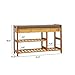C&AHOME Shoe Bench Bamboo, 3-Tier Shoe Organizer with Cushion, Shoe Rack Bench for Entryway, Max Load 270 LBS, Removable Seat Cushion Bench, Ideal for Hallway, Living Room, Bedroom, Light Brown
