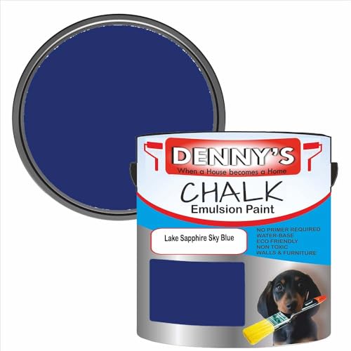 Premium Interior Wall & Furniture Chalk Paint – Lake Sapphire Sky Blue – Rich Matt Finish, Durable & Washable, Low Odour, Ideal for Living Rooms, Bedrooms & Hallways (1 Litre Tin)