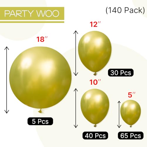Image of PartyWoo Metallic Lime Green Balloons 140pcs Different Sizes Pack of 18 12 10 5 Inch Metallic Light Pastel Green Balloon Arch Kit for Spring Forest Theme Birthday Tea Party Decorations Green-G109