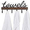 Dahey Towel Rack with 6 Hooks Towel Holder Wall Mount Bathroom Organizer Rustic Farmhouse Home Decor Towel Hanger Storage Hooks for Towel Robe Bag Black