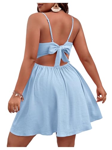Image of Floerns Women's Plus Size Cut Out Twist Front Sleeveless Flare Hem Cami Dress
