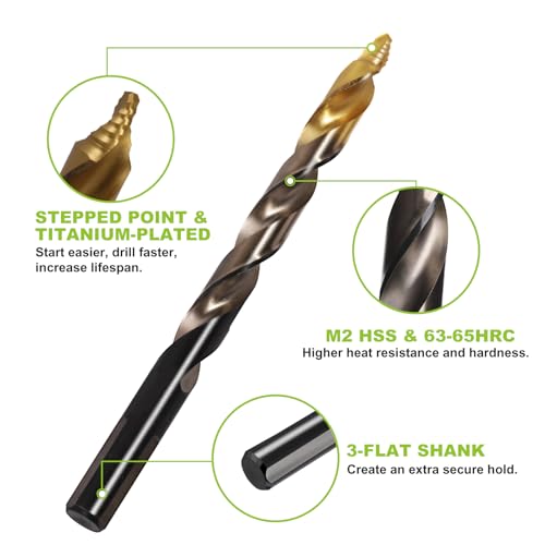 YOUGFIN Stepped Point Drill Bit Set
