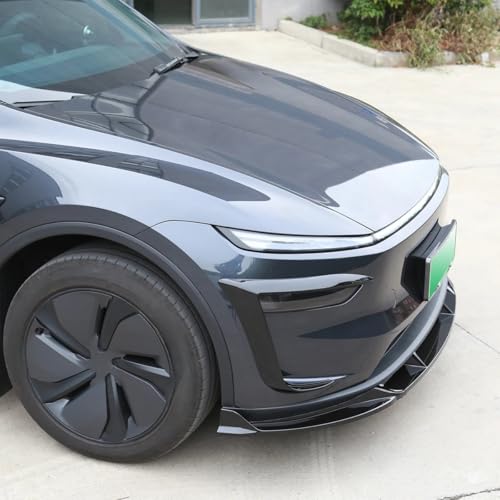 Separador de labios parachoques delantero Tesla 2025 Modelo Y Juniper Alerón Negro Mate 5