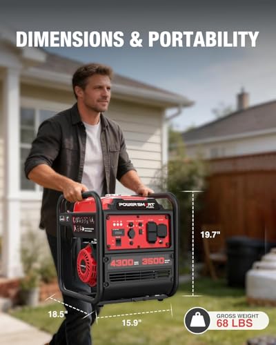 Image of PowerSmart 4300 Watt Portable Generator with Inverter Technology, 3500W Rated, 223cc 4-Stroke Gas Powered Engine, 30 Amp Outlet for Home Use, Emergency