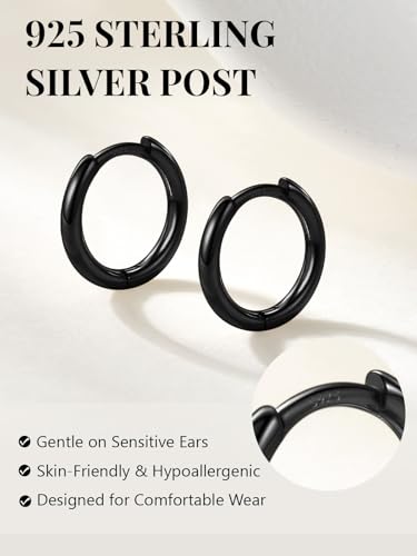 Image of Silvora 14K Gold Plated Huggie Hoop Earrings for Women, Small Sterling Silver Hoops, Hypoallergenic Cartilage Earrings for Sensitive Ears 8 /10 /12 /14 /16 /18 /20MM