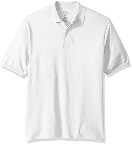 Jerzees Men's Spot Shield Short Sleeve Polo Sport Shirt, White, Large