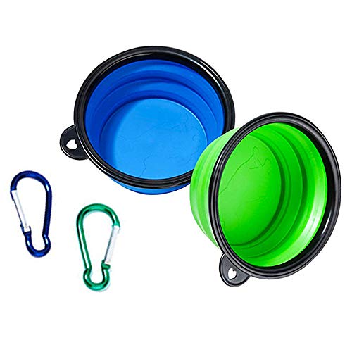 liansheng Collapsible Dog Bowl, Food Grade Silicone BPA Free, Foldable Expandable Cup Dish for Pet Cat Food Water Feeding Portable Travel Bowl Free Carabiner