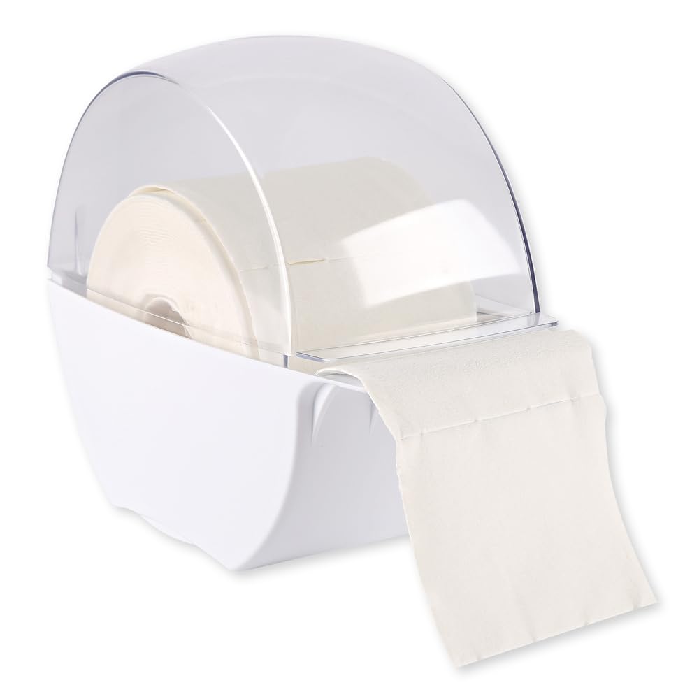 1 Stück Hygostar Spender für Zellstofftupfer | Kunststoff, weiß, L: 23,5cm, B: 12,5cm, H: 20cm, Spender für Tupfer auf Rolle, Tupfer Zellettenbox, Zellettenspender, Kosmetex Tupfer-Spender