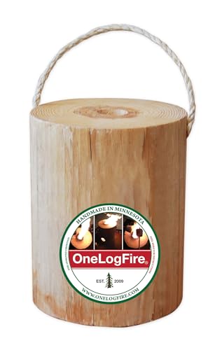 One Log Fire, Original - Hoguera de leña Individual, Pino Rojo 100% Natural, luz fácil, Tiempo de combustión de 2 Horas