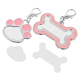 Yardwe 2 Stück Haustier Anhänger Sublimationsblanko Hundemarken Knochen Pfotenform Langlebige Metall Id Anhänger für Hunde Katzen DIY Personalisierbar Leicht und Robust