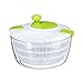 Relaxdays Salatschleuder zum Kurbeln, Profi salad spinner, großer Salattrockner, XL Salatkarusssel 5 Liter, weiß-grün