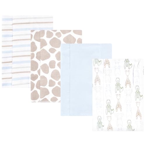 Image of Hudson Baby Cotton Flannel Burp Cloths 4-Pack, Modern Safari Friends, One Size
