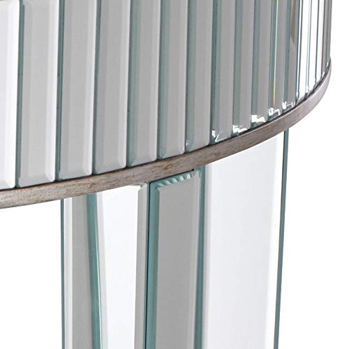 Studio 55D Liska Glam Luxury Mirrored Surfaces Half-Round Console Table 39 1/2" X13 3/4" Demilune Antique Silver Decor For Living Room Bedroom Bedside Entryway Hallway House Home Bathroom #TOP3