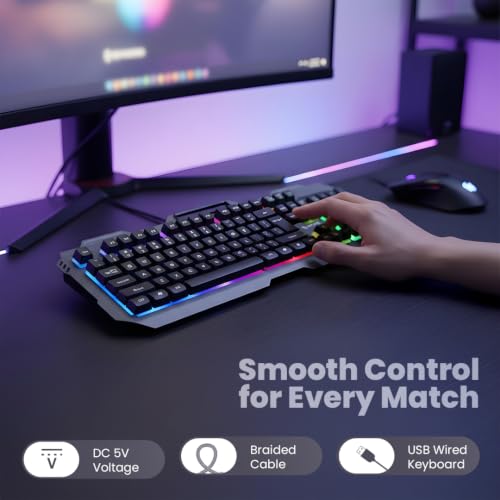 Add Blade II Gaming Wired Keyboard, Rainbow Backlight, 104 Keys - Image 6