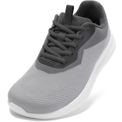 STQ Wide Toe Box Women's Orthopedic Shoes Extra Wide Width Walking Sneakers for Plantar Fasciitis, Bunions Lace-up Tennis Running Gym Shoe with Arch Support Grey Size 9.5 US