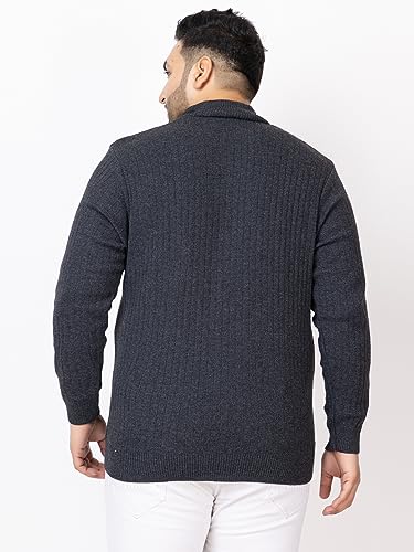 Image of Kvetoo Plus Size Men High Neck Zipper Full Sleeve Woolen Winter Sweater