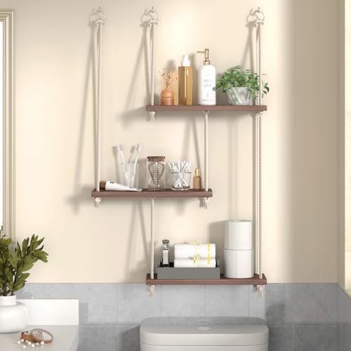 Rustic Boho Hanging Shelves with Vine Lights – Wall Decor Accent - Image 5