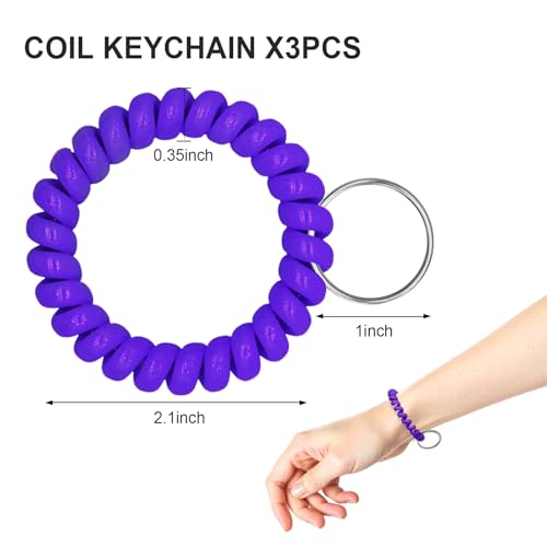 Image of TENOC Spiral Coil Keychain, Anti-lost Key Chain Holder Lanyard Cord for Sauna Outdoor Sports and Gym Pool