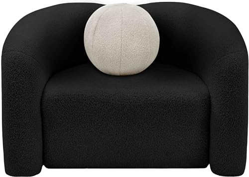 Sillón Curvo De Tela Peluche Negro miniatura 5
