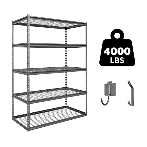 Shuntong The Atlas 48" W x 24" D x 72" H Adjustable Garage Storage Shelves Load 4000 lbs, 5 Tier Heavy Duty Shelving Unit, Metal Utility Storage Rack for Warehouse Pantry Basement Kitchen, Dark Grey -  B-ATLAS482472-5D1000