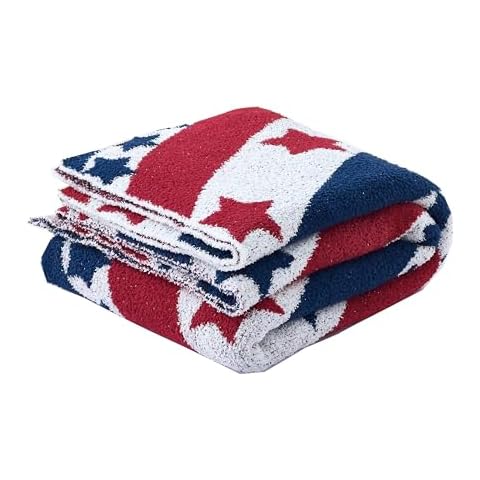 Ultra Soft Cozy US Flag Striped Stars Knitted Throw Blanket Fluffy Microfiber Bed Blanket Lightweight Both Sides Throw Blanket for Couch Sofa Bed 50"X60" Cover