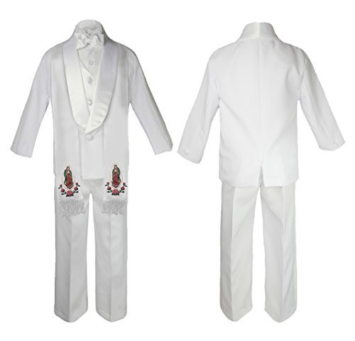 Image of Baby Boy Communion Shawl Lapel Jacket Suit Gold Guadalupe on Stole SM-20