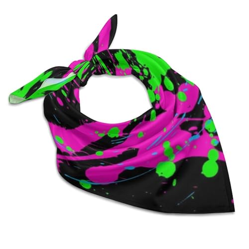 Csemeie Glow in Dark Splatter Neon Bandana Hair Scarf Headband Adjustable Neckerchief for Men Women Decor
