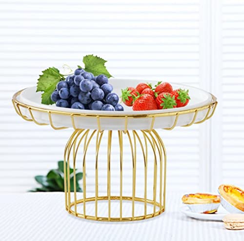 Image of Metal Round Cupcake Stand White and Gold Multipurpose Serving Stand Perfect for Weeding, Birthday Party