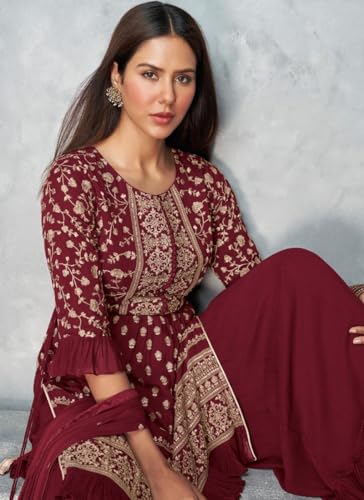 Image of Xomantic Fashion Magenta Georgette Embroidered And Resham Work Designer Salwar Kameez