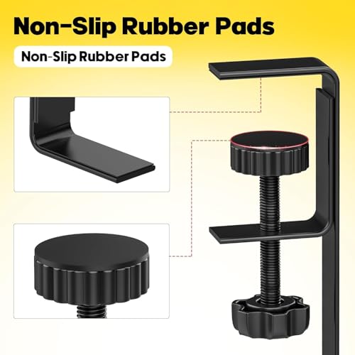 Image of Under Desk Cable Management Tray with Clamp, No Drill Metal Mesh Cable Organizer Rack for Desk Wire Storage, Computer Cord Holder Basket for Office Home Workspace Setup