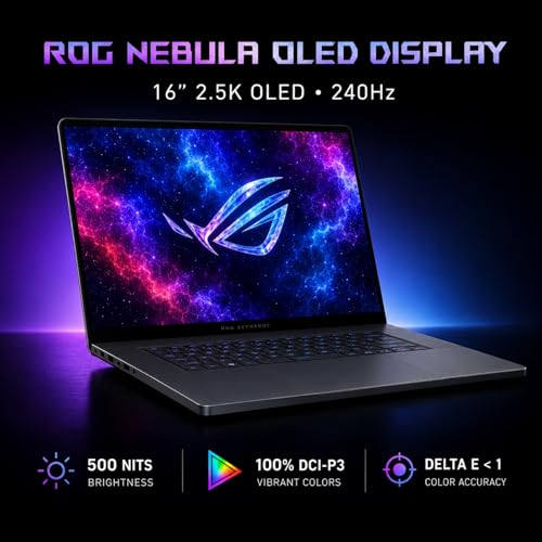 Image of ASUS ROG Zephyrus G16 All-Around Gaming Laptop, 16 inch 2.5K OLED 240Hz Display, Intel Core Ultra 9 285H, GeForce RTX 5070, 16GB RAM, 1TB PCIe 4.0 SSD, Wi-Fi 7, Bag-Ready Notebook, Eclipse Gray