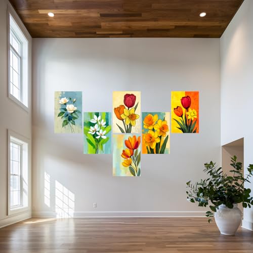 Image of SiddArtify Floral Wall Art Prints Set - Botanical Flower Poster Decor for Living Room Bedroom Office - 12x18 inch Board Pack of 6