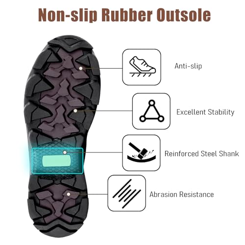 Image of Trudave Rubber Boots for Men with Steel Shank, Waterproof Mid Calf Mens Rain Boots, 5.5mm Neoprene Insulated Mud Work Boots for Garde