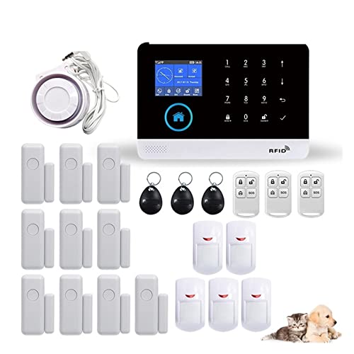 de alarma seguridad for el hogar inalámbrico GSM TUYA con detector sensor movimiento PIR a prueba mascotas compatible, Kit/juego de bricolaje(L)
