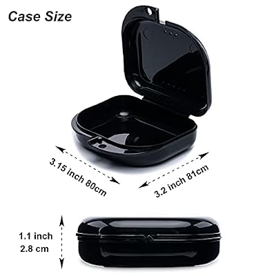 BOOMIBOO Retainer Case with Vent Holes, 4 Pcs Denture Cases, Durable & Similar Mouth Guard Case for Black, White, Yellow and Blue - Tight Snap Lock, Easy to Use