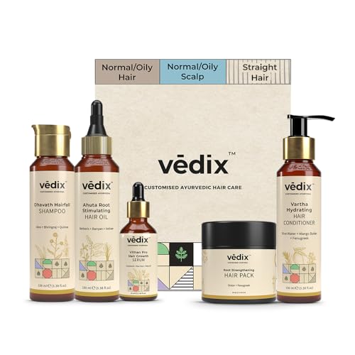 Vedix Ayurvedic Hair growth Kit | 5 product Kit | for Normal Hair, Normal – Oily Scalp, Straight Hair
